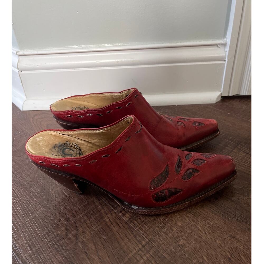 Charlie 1 Horse Artisan Handcrafted Western Mule / Clog Red Womens size 7 - Picture 3 of 6